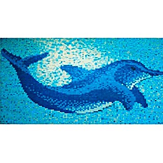 Mosaikfliese Delphin groß GM K 37P (160 x 110 cm, Blau, Matt)