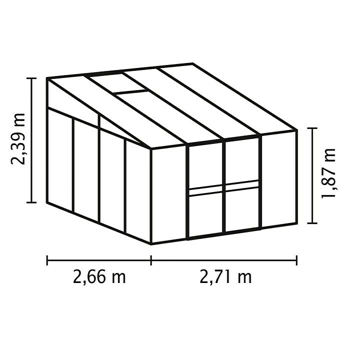 Vitavia Gewächshaus Helena 7000 (2,66 x 2,71 x 2,39 m, Farbe: Weiß, Einscheibensicherheitsglas (ESG))
