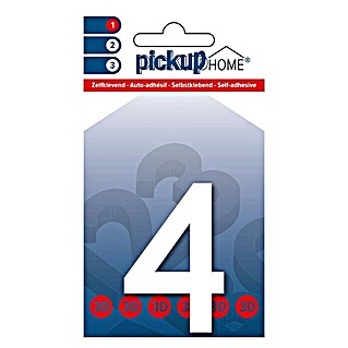 Pickup 3D Home Kućni broj Rio (Visina: 6 cm, Motiv: 4, Bijele boje, Plastika, Samoljepljivo)