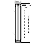 Universal-Flachheizkörper (B x H: 100 x 90 cm, 6-fach, Typ: DK-22, 2.195 W)