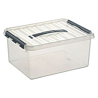 Sunware Aufbewahrungsbox Q-Line (L x B x H: 40 x 30 x 18 cm, Kunststoff, Transparent, Farbe Griff: Schwarz)