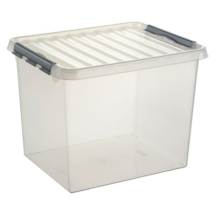 Sunware Aufbewahrungsbox Q-Line (L x B x H: 50 x 40 x 38 cm, Kunststoff, Transparent, Farbe Griff: Schwarz)