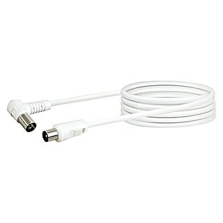 Schwaiger Priključni kabel za antenu (3 m, Bijele boje, 75 dB, Jednostrano savijeno pod 90°)