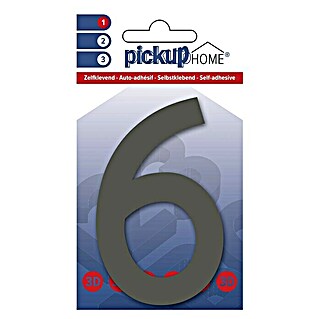 Pickup 3D Home Kućni broj Rio (Visina: 10 cm, Motiv: 6, Sive boje, Plastika, Samoljepljivo)