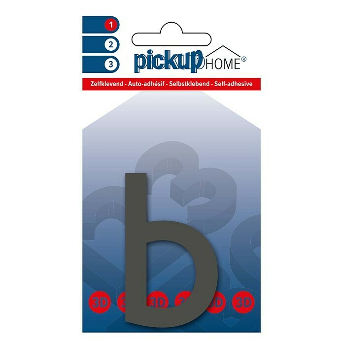 Pickup 3D Home Hausnummer (Höhe: 6 cm, Motiv: b, Grau, Kunststoff, Selbstklebend)