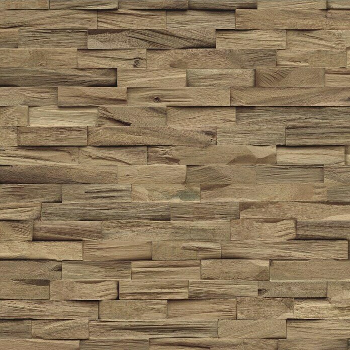 Indo Holzpaneele 3D Wall Beachwood Nature (Walnuss, 610 x 150 x 10 mm, 10 Paneele)