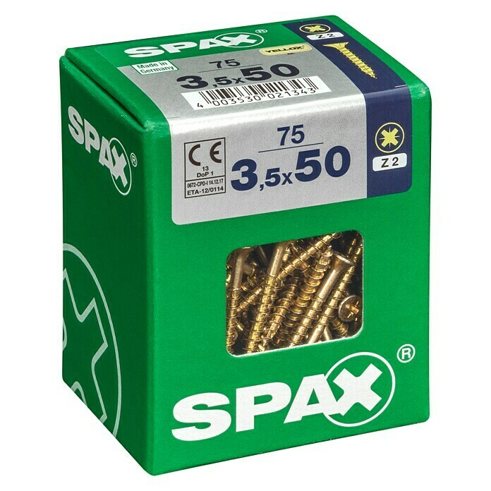 Spax Universele schroef (Ø x l: 3,5 x 50 mm, Voldraad, 75 stk.)