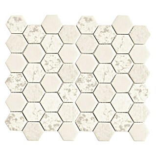 Palazzo Baldosa de mosaico Hexagon (30,1 x 30,1 cm, Blanco Carrara)