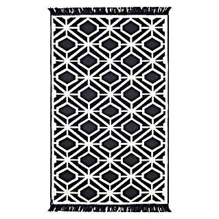 Teppich Kelim Ornament (Schwarz/Weiß, 150 x 80 cm, 100 % Baumwolle)
