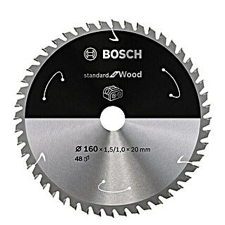 Bosch Cirkelzaagblad Standard for Wood (Diameter: 160 mm, Boorgat: 20 mm, Aantal tanden: 48 tanden)