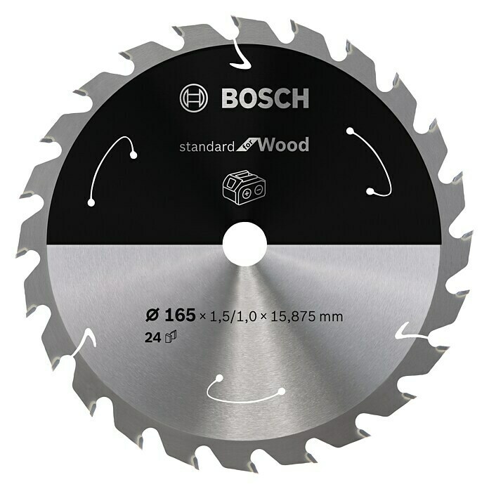 Bosch Kreissägeblatt Standard for Wood (Durchmesser: 165 mm, Bohrung: 15,875 mm, Anzahl Zähne: 24 Zähne)