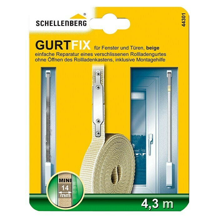 Schellenberg Gurtfix Mini (Länge: 4,3 m, Gurtbreite: 14 mm, Beige)