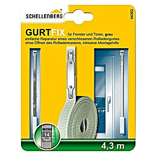 Schellenberg Gurtfix Mini (Länge: 4,3 m, Gurtbreite: 14 mm, Grau)
