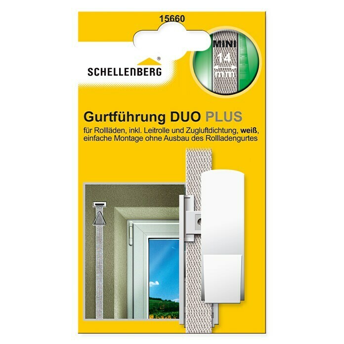 Schellenberg Gurtführung DUO PLUS (Gurtbreite: 14 mm, Schwere Rollläden, Zugluftdichtung, Weiß)