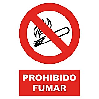 Cartel (Rojo/Blanco, Prohibido fumar, 23 x 34 cm)
