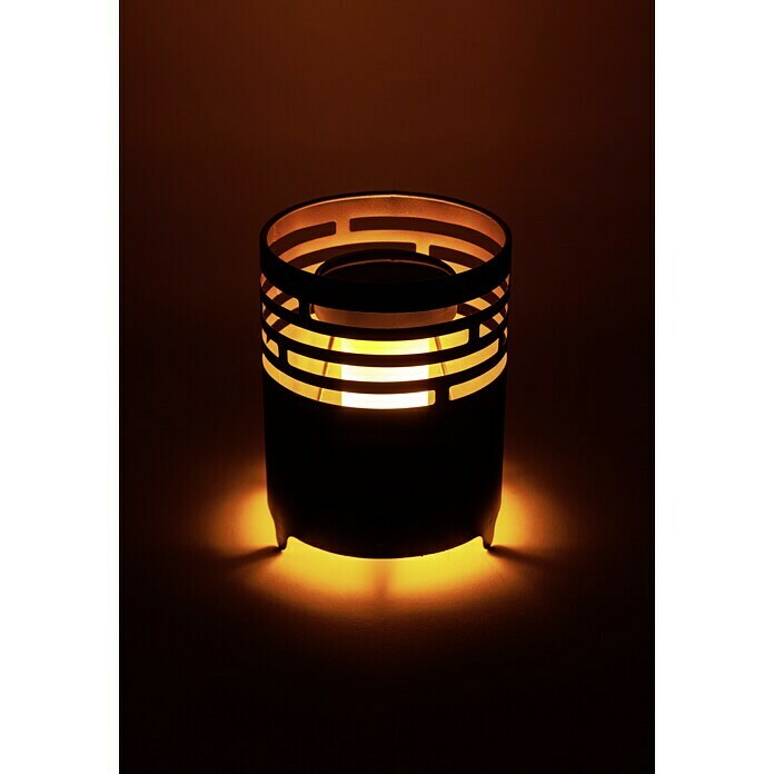BAUHAUS Solarleuchte Feuerkorb (LED, Anthrazit/Goldfarben, Ø x H: 12 x 15,8 cm)