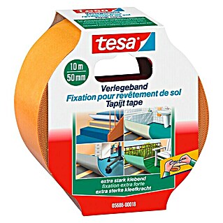 Tesa Tapijttape (10 m x 50 mm, Dubbelzijdig zelfklevend, Geschikt voor: Vloerverwarming)