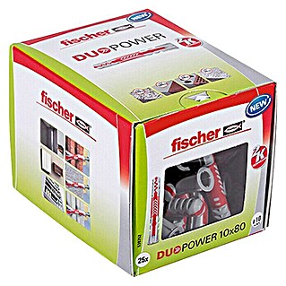 Fischer Assortimentsdoos pluggen Duopower (Diameter plug: 10 mm, Pluglengte: 80 mm, Met rand, Alle bouwmaterialen, 25 st.)