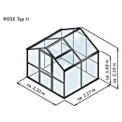 KGT Gewächshaus Rose II (2,17 x 2,33 x 2,15 m, Polycarbonat, Glasstärke: 10 mm, Moosgrün)