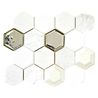 Mozaïektegel Hexagon HXN 66 (26,5 x 30,5 cm, Wit, Glanzend)