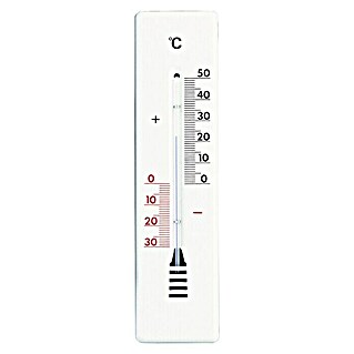 Termómetro para exterior atmosférico (An x Al: 5,5 x 22 cm, Metal, Blanco)