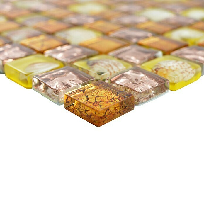 Mosaikfliese Quadrat Crystal Muschel XCM 8OP10 (30 x 30 cm, Orange, Glänzend)