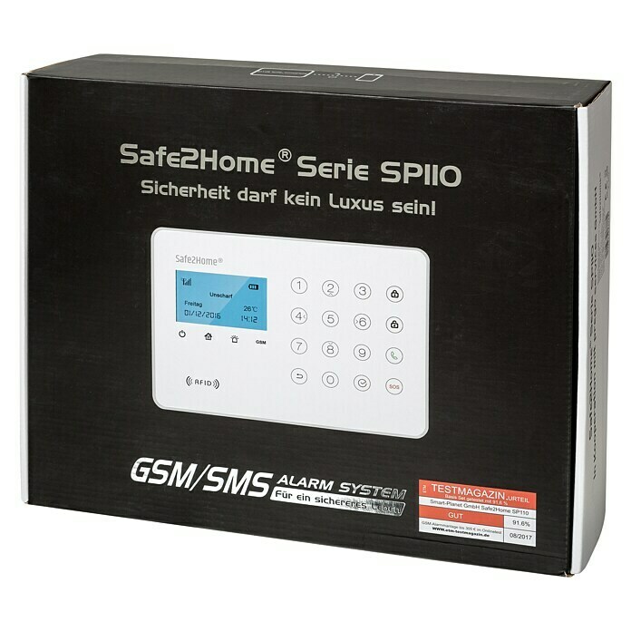 Safe2Home Alarmanlagen-Set SP110 Komplett (Mit Strom-Außensirene, L x B x H: 195 x 136 x 31 mm)