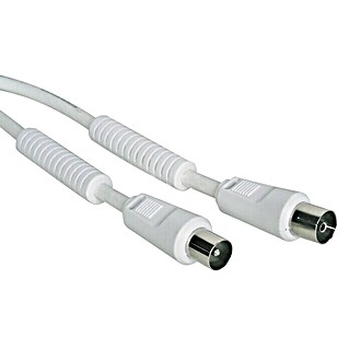 Schwaiger Priključni kabel za antenu (5 m, Bijele boje, 90 dB, IEC utikač, IEC utičnica)