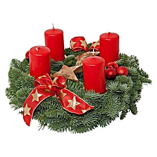 Corona de Navidad Rojo/Oro Corona de Navidad Corona de Adviento Corona de Navidad Corona de Adviento Mesa decoración Adviento Enchufe Conos Bolas Estrella 