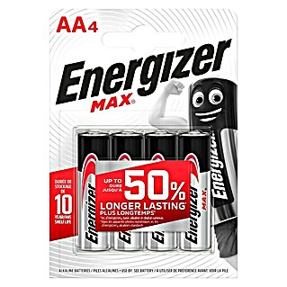 Energizer Pila Max (Mignon AA, 1,5 V, Alcalino manganeso, 4 ud.)