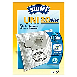 Swirl Vrećica za usisivač Uni 20 Net (3 kom, Namijenjeno za: Cijev usisavača, Ø 59 – 70 mm)