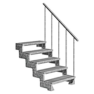 Dolle Außentreppe Gardentop Gitterrost (Breite: 80 cm, Anzahl Stufen: 5, Farbe Stufen: Silber, Geschosshöhe: 90 cm - 110 cm)