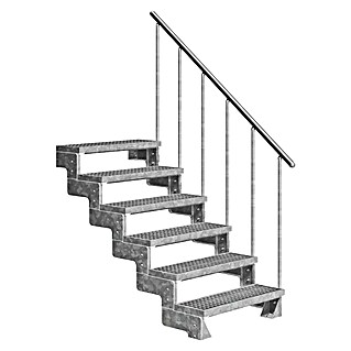 Dolle Außentreppe Gardentop Gitterrost (Breite: 80 cm, Anzahl Stufen: 6, Farbe Stufen: Silber, Geschosshöhe: 108 cm - 132 cm)