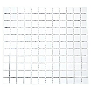 Mosaikfliese Quadrat Uni B 100 (32,6 x 30 cm, Weiß, Glänzend)