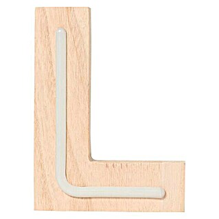 Letra LED neón de madera (L, Madera, Color de luz: Blanco neutro)