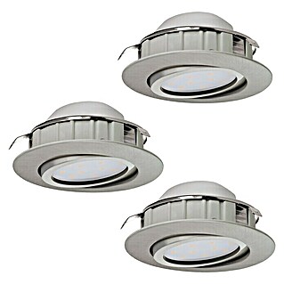 Eglo Set ugradbenih LED svjetiljki Pineda (6 W, D x Š x V: 8,4 x 8,4 x 4 cm, Mat nikal, 3 Kom., Topla bijela)
