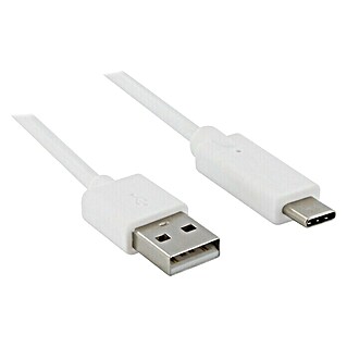Metronic Cable USB Blanco (Largo: 1 m, Clavija USB A, clavija USB C, Blanco)