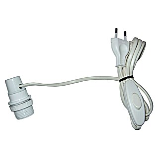 Electraline Portalámparas de cuerda con interruptor (Blanco, E27, 150 cm)