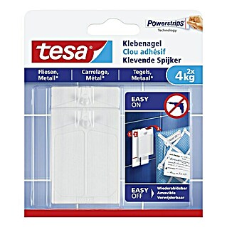 Tesa Klevende spijker (Geschikt voor: Tegels, Belastbaarheid: 4 kg, 2 st., Wit)