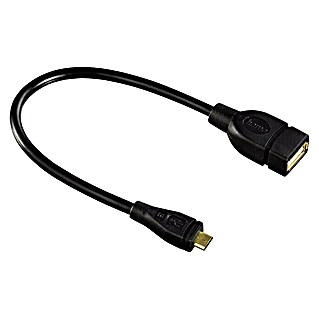 Hama USB-OTG-Kabel (USB-A-Kupplung, USB-Micro-B-Stecker, 15 cm, Vergoldete Kontakte)