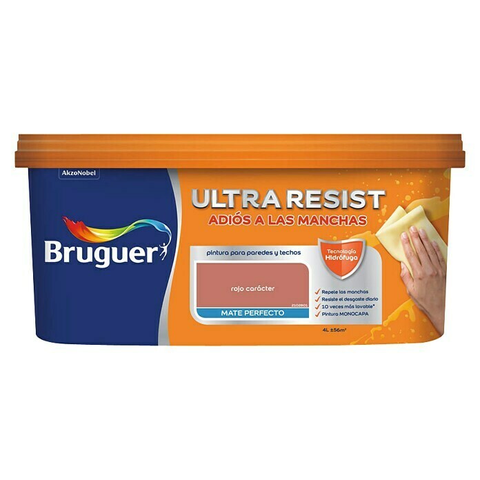 Bruguer Ultra Resist Pintura para paredes rojo carácter (4 l, Mate)