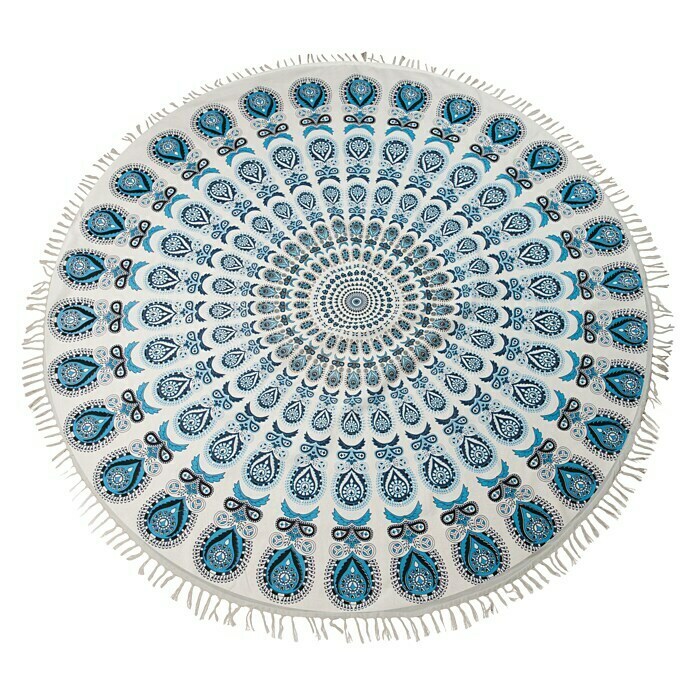 Plaid Mandala (Azul/Blanco, 170 x 1 cm, 100% algodón)