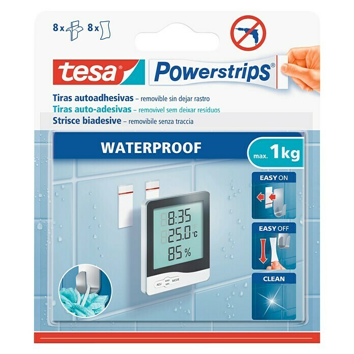 Tesa Powerstrips Waterproof Tira autoadhesiva S (8 uds.)