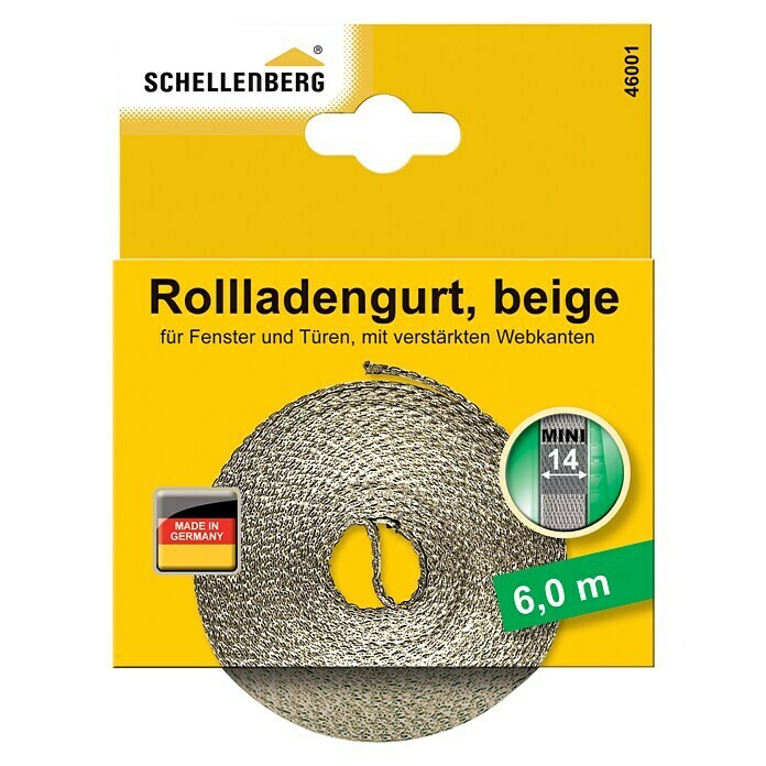 Schellenberg Rollladengurt Mini (Beige, Länge: 6 m, Gurtbreite: 14 mm)