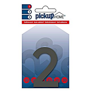 Pickup 3D Home Número (Altura: 6 cm, Motivo: 2, Gris, Plástico, Autoadhesivo)