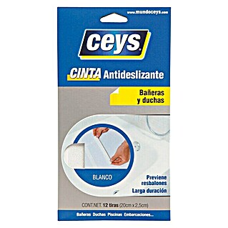 Ceys Cinta adhesiva protectora Antideslizante (20 x 2,5 cm, Blanco)