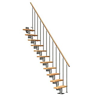Dolle Mittelholmtreppe Dublin (Breite: 65 cm, Mittelgrau Metallic, Gerade, Farbe Stufen: Buche Natur, Geschosshöhe: 222 cm - 270 cm)
