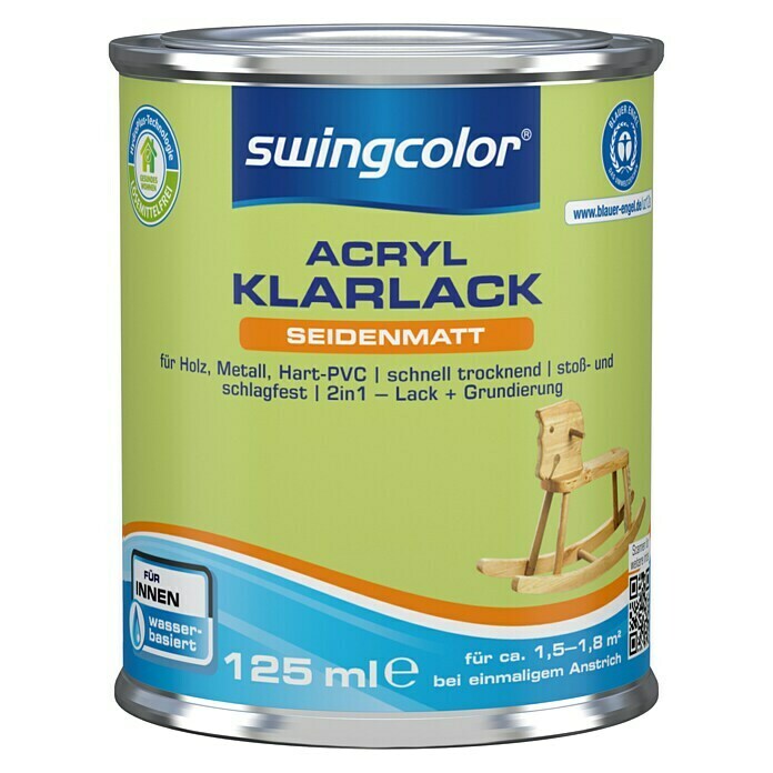 swingcolor Klarlack Acryl (Farblos, 125 ml, Seidenmatt)