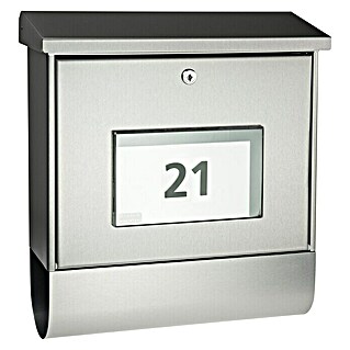 Burg-Wächter Briefkasten-Set Malaga (L x B x H: 115 x 377 x 420 mm, Stahl, Silber, Format Einwurf: DIN C4, 332 x 31 mm)