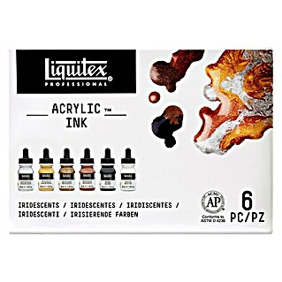 Liquitex Professional Zeichentinten-Set Irisierend (Farbig sortiert, 6 Stk. x 30 ml, Flasche)